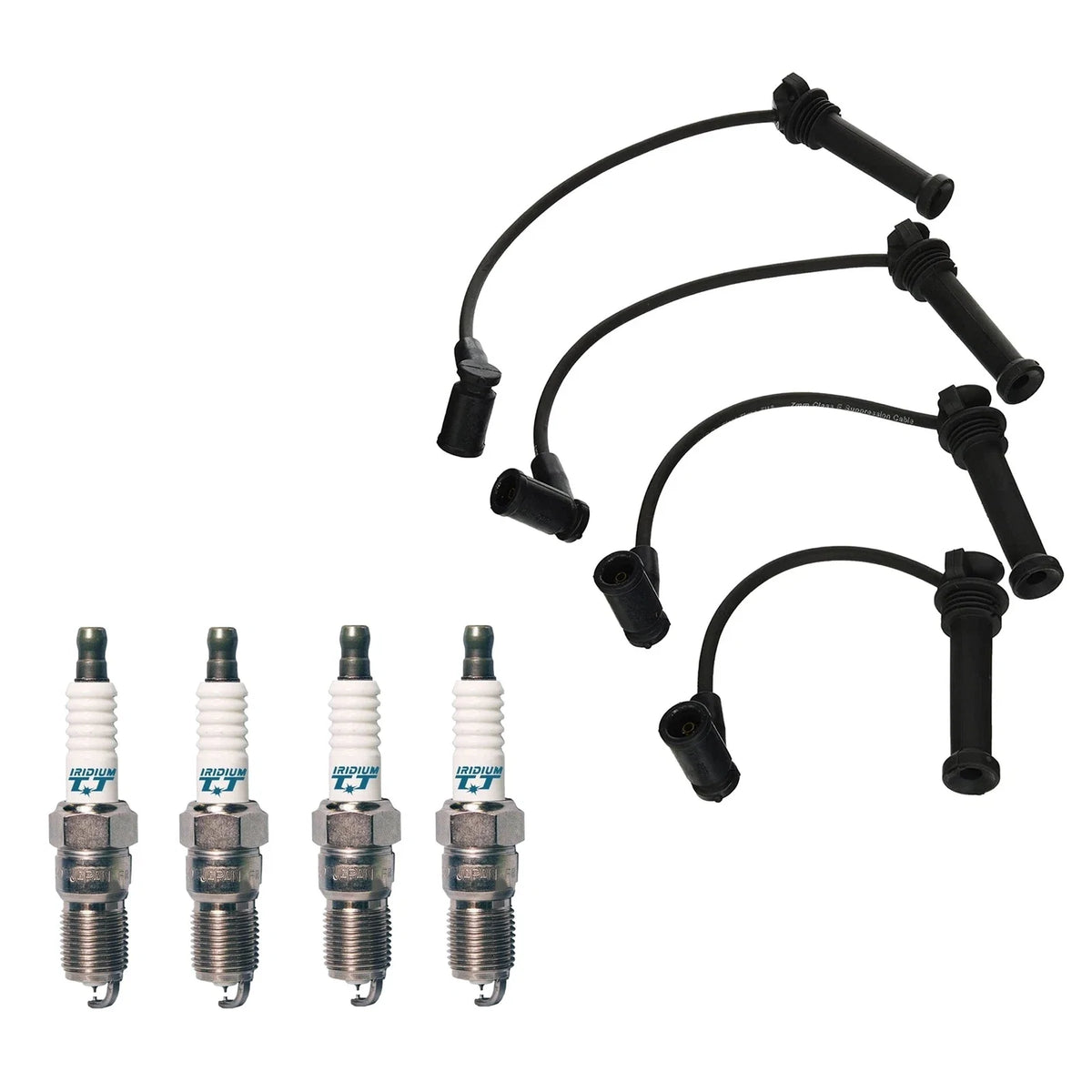 Denso 7mm Wire Set & 4 Iridium TT Spark Plugs for Ford Mazda 2.3L L4