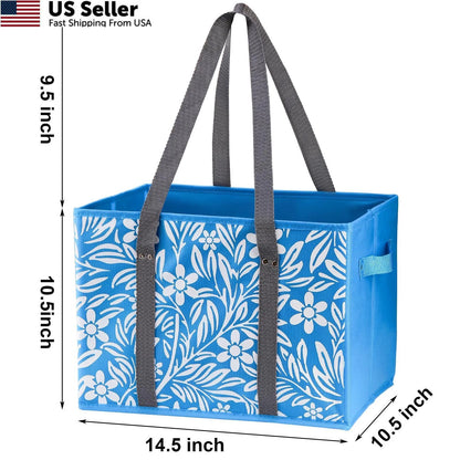 Set of 4 Reusable Grocery Bags for Large Capacity (Green, Blue, Orange, Carmine)