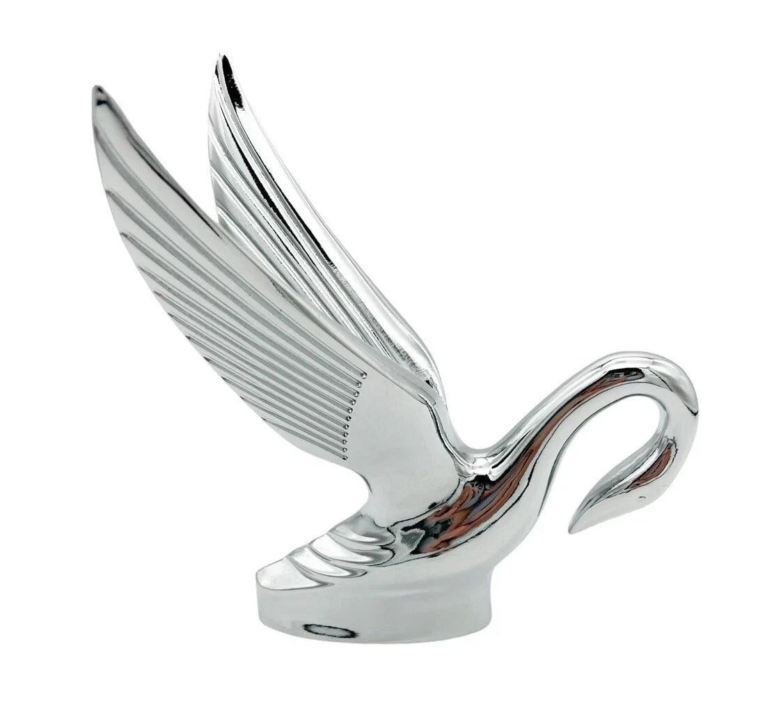 Chrome Classic Swan Hood Ornament with Red LED for Universal Fit (2000–2025)
