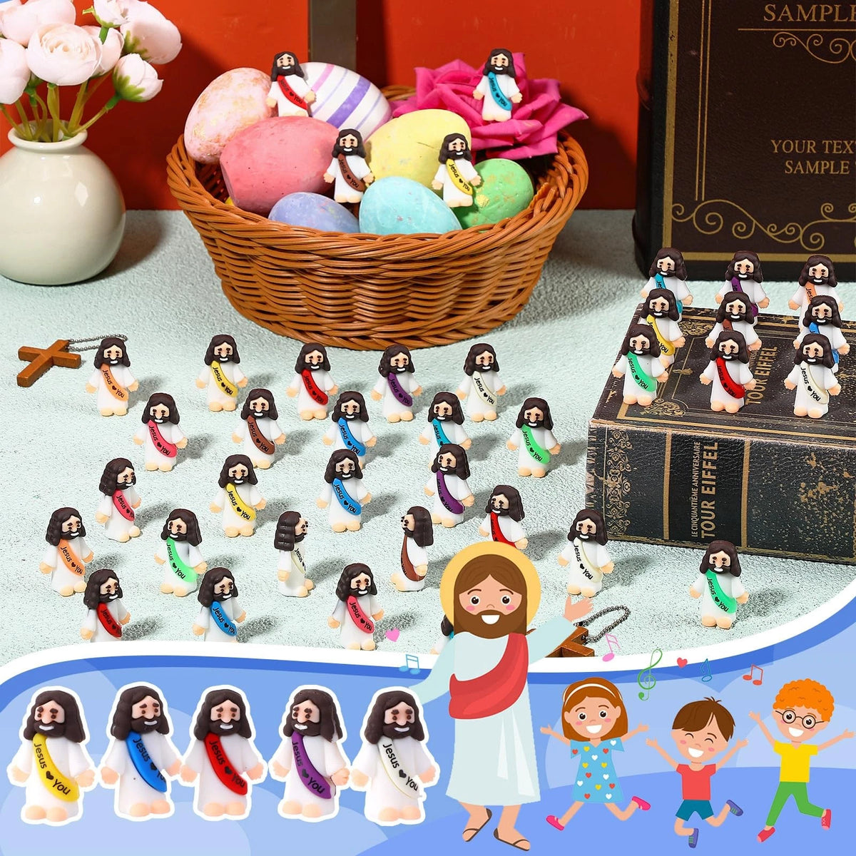 50 Pcs Mini Jesus Figures for (1.2 x 1.4 inches)