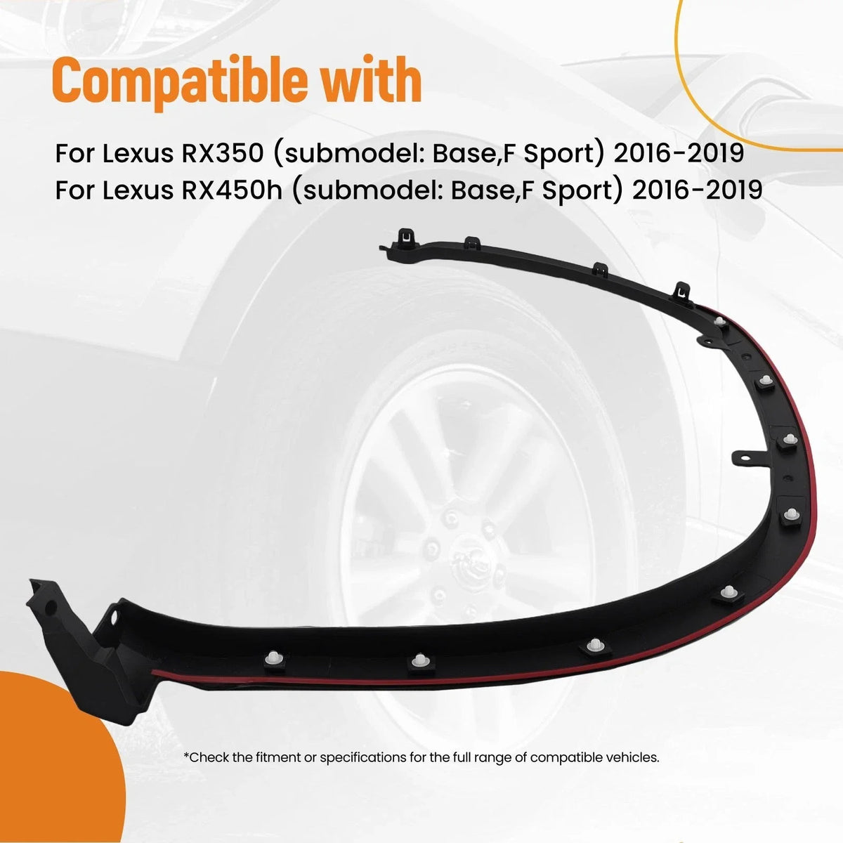 1x Front Right Fender Flares for Lexus RX350 RX450h (2016–2019)