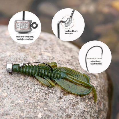 20 Pack Weedless Ned Rig Jig Heads for Fishing (Mushroom Head)