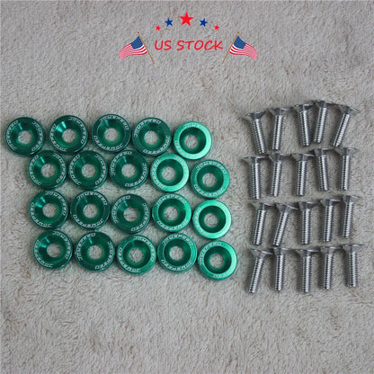 20 pcs Green Billet Aluminum Fender Washer for Universal Fit