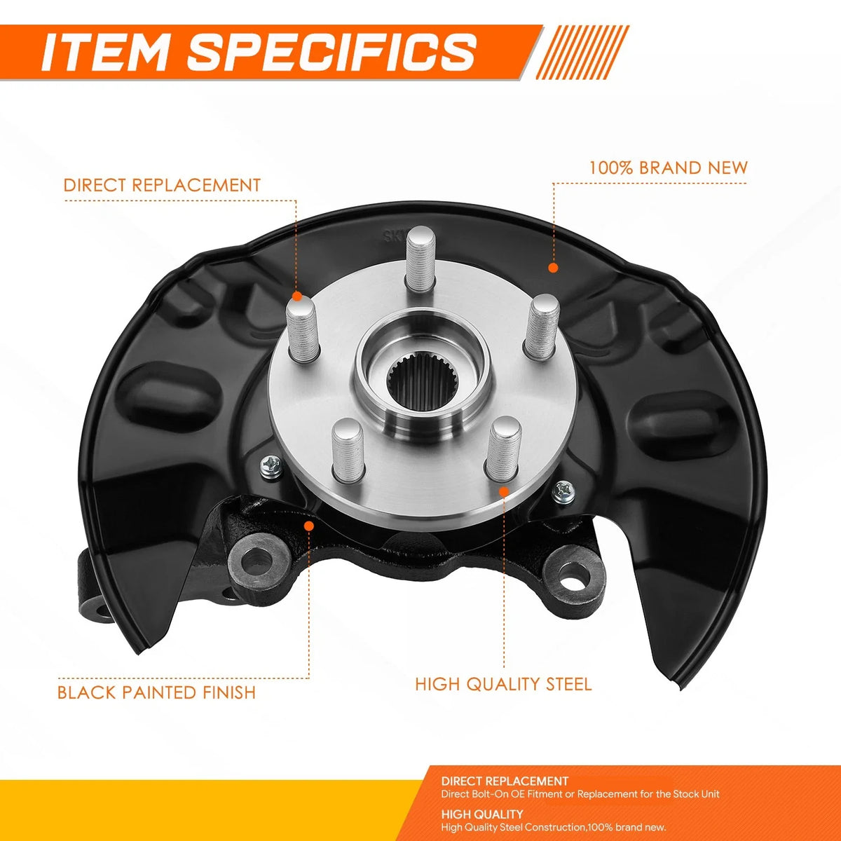 Front Left Loaded Wheel Bearing Hub Knuckle Assembly for Toyota Corolla (2003–2008)