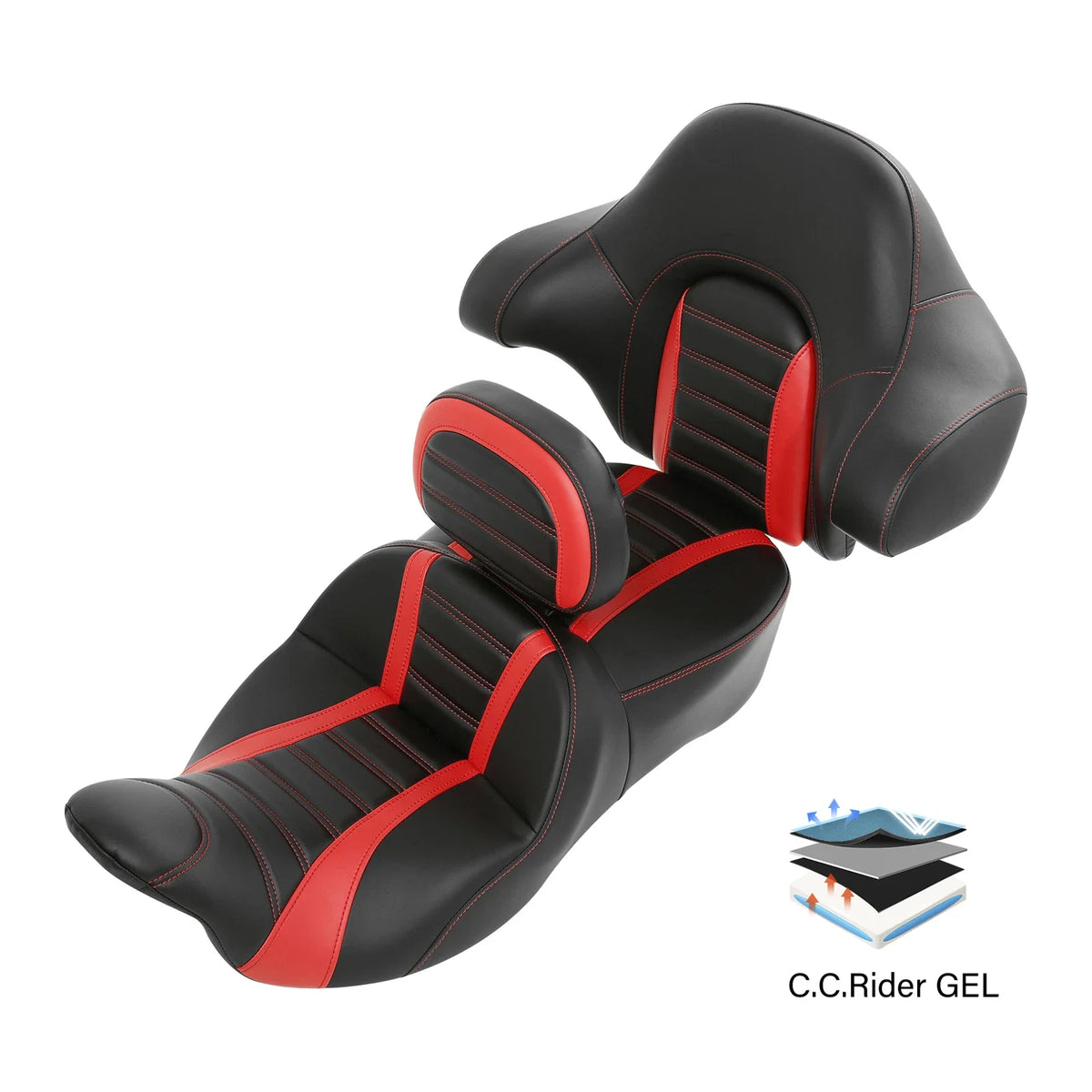 Gel Seat Backrest for Harley Electra Glide (2014–2023) - Black Red