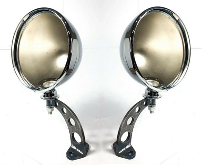 Pair Drilled Headlight Stands Chrome for Dietz Buckets Custom Steel Frame (—)
