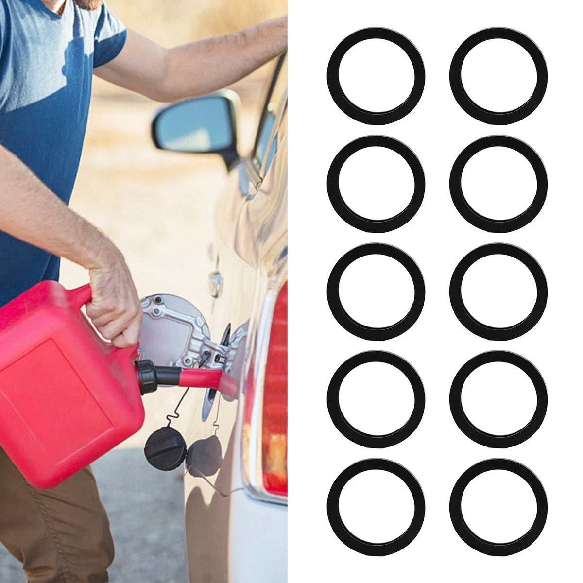 10 Pieces Rubber Gaskets for Gas Can Spout Leakproof O-Ring Seals for Tanks