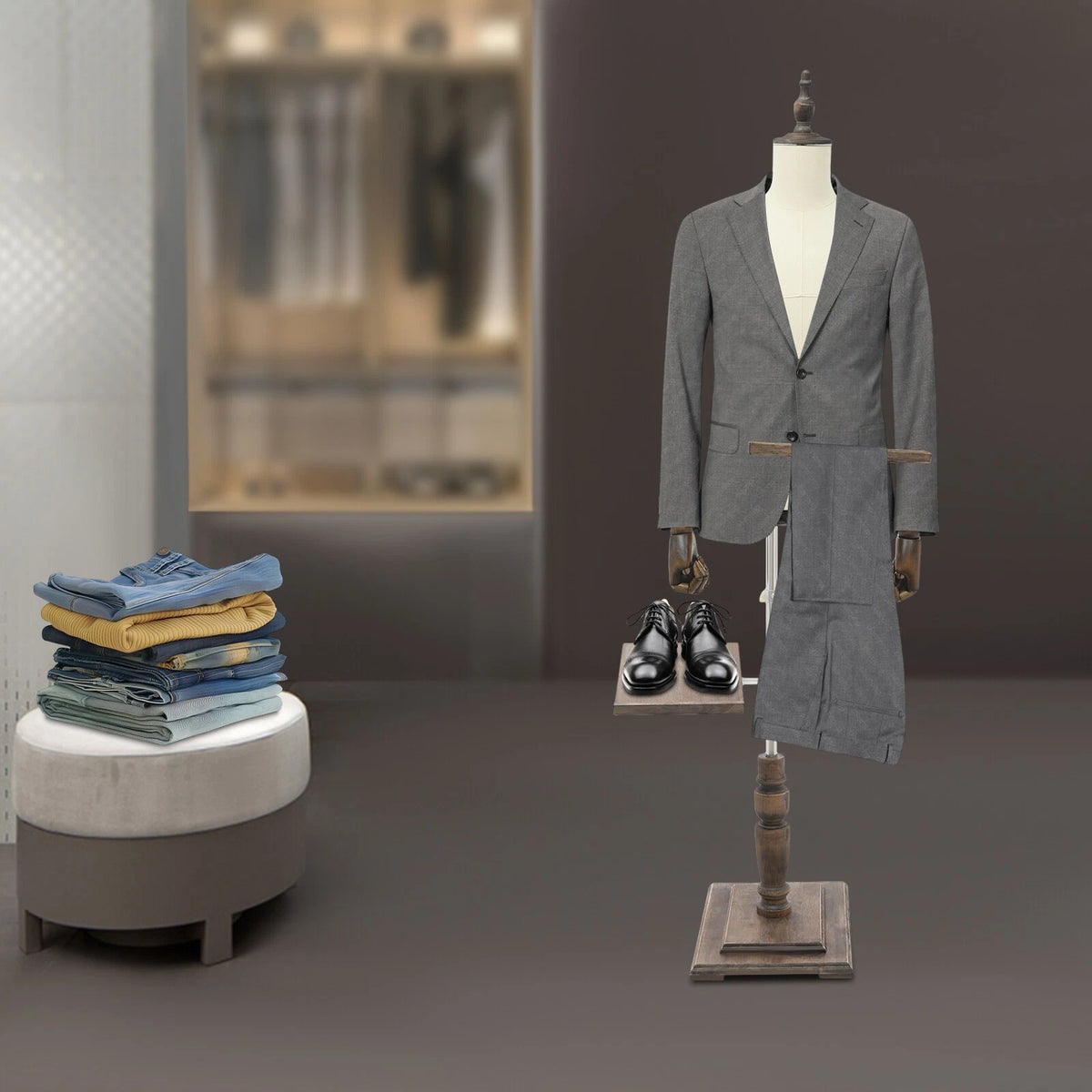 Height Adjustable Male Clothing Display Rack