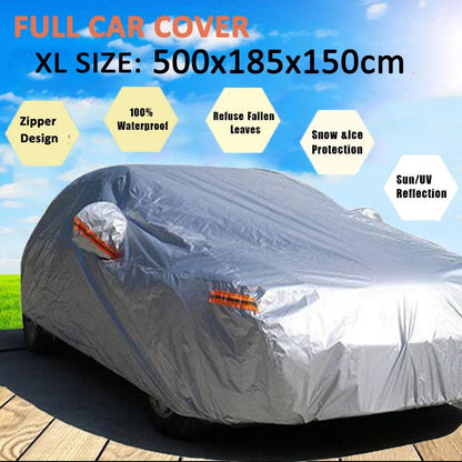 Waterproof UV Snow Full Car Cover for XL Vehicles (Glow at Night)