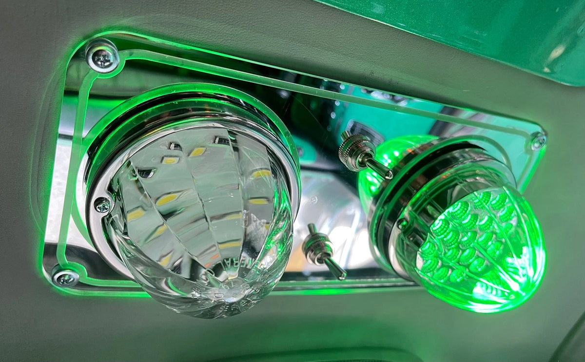 Set of 2 Dome Lights for Peterbilt 389 379 (LED, Framed Style) 44619346800619