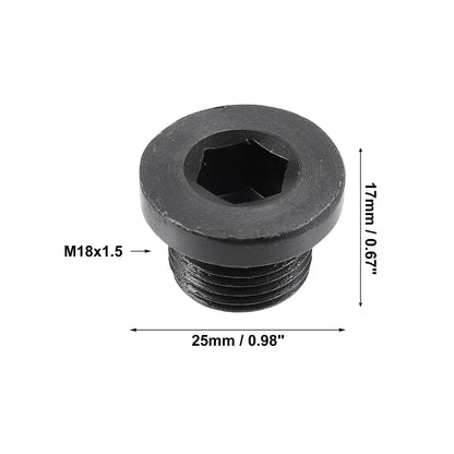 M18x1.5 Engine Oil Drain Plug Screw with Gasket for BMW Mazda Black