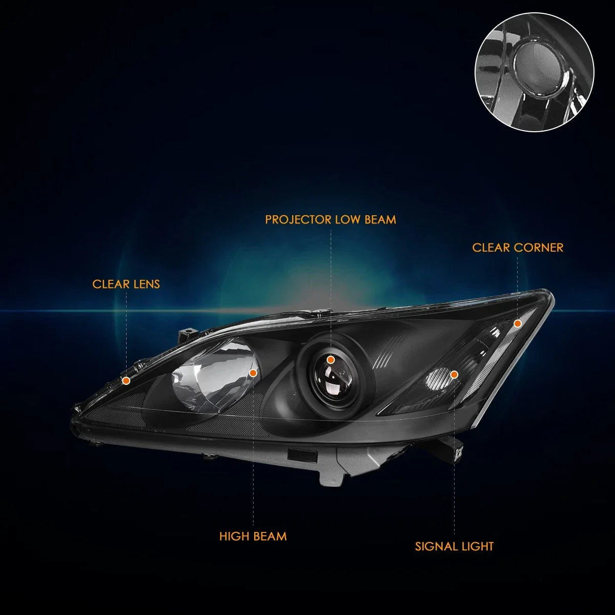 Projector Headlights for Lexus ES350 (2007–2009) OE Style Black Housing