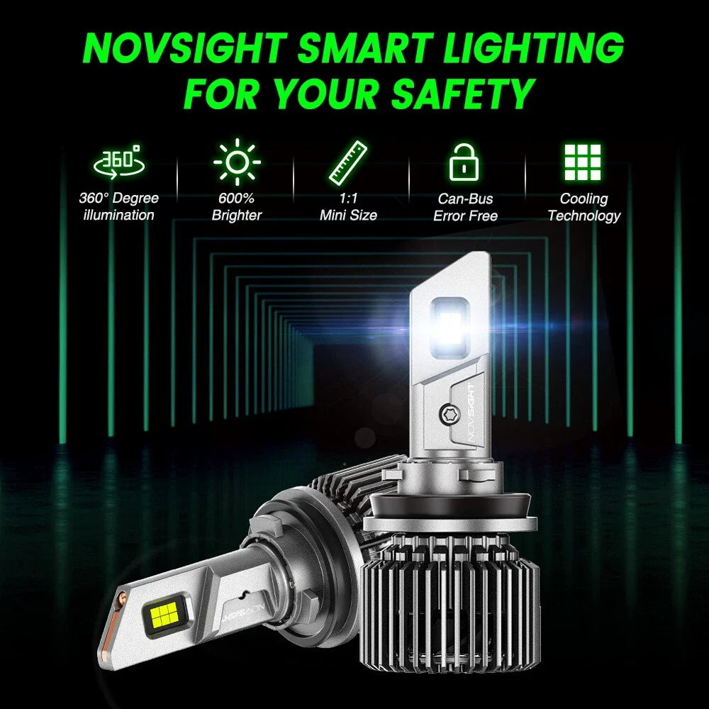 2x H11 H8 H9 LED Headlight Bulbs for NOVSIGHT (22000LM 100W 6500K)