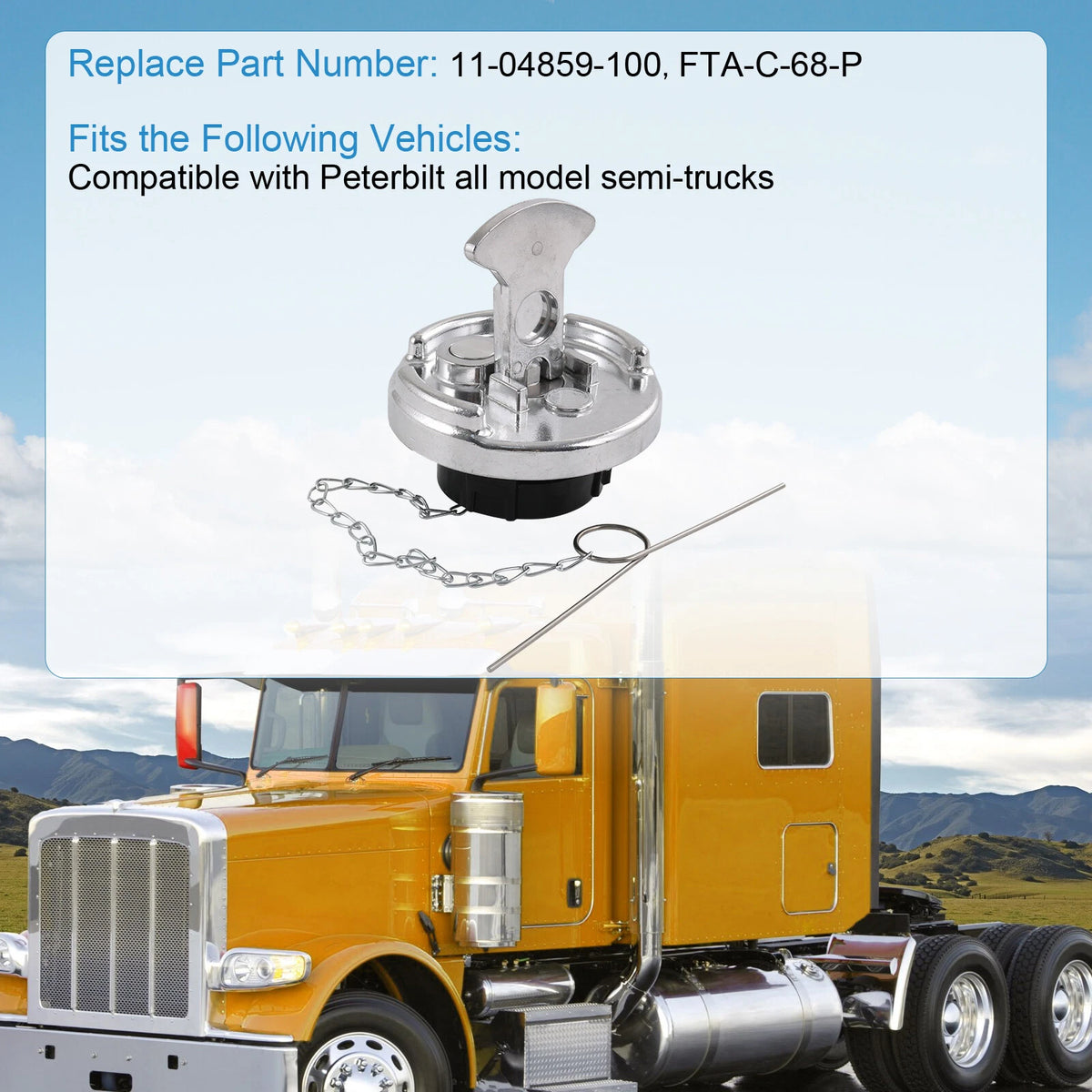 Aluminum Locking Diesel Fuel Cap for Peterbilt (2000–2023)