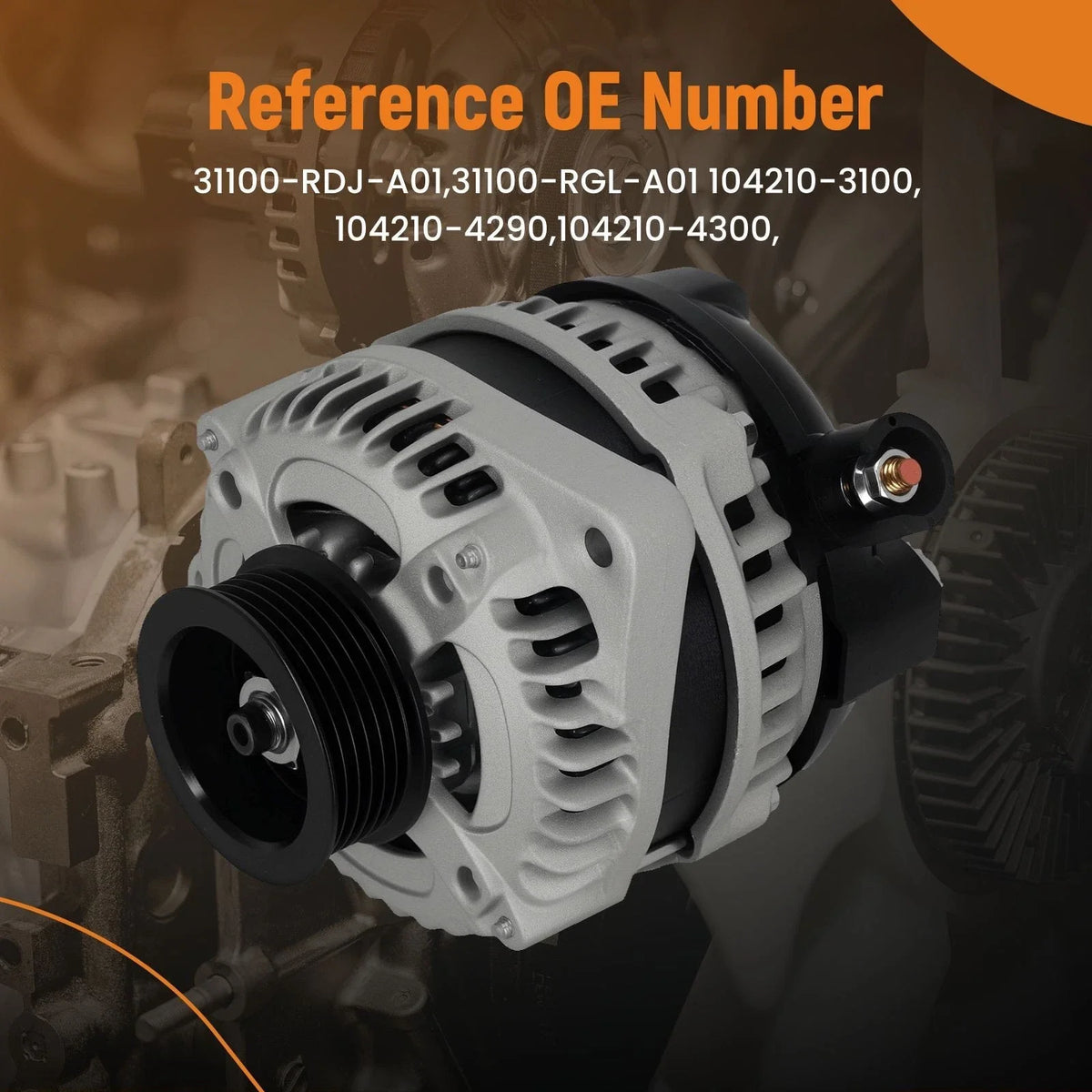 Alternator with 6 Grooves for Honda Pilot 2005–2008 (130 Amp, 12V, 31100RJAA02)