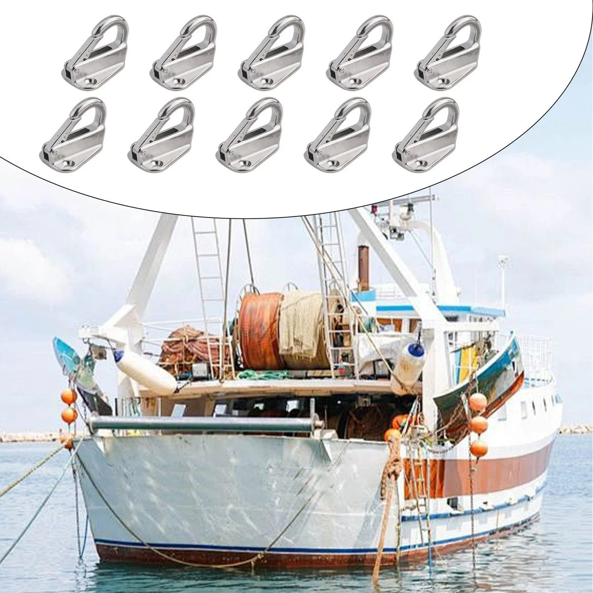 10X Stainless Steel Spring Snap Fending Hook for Marine Boat
