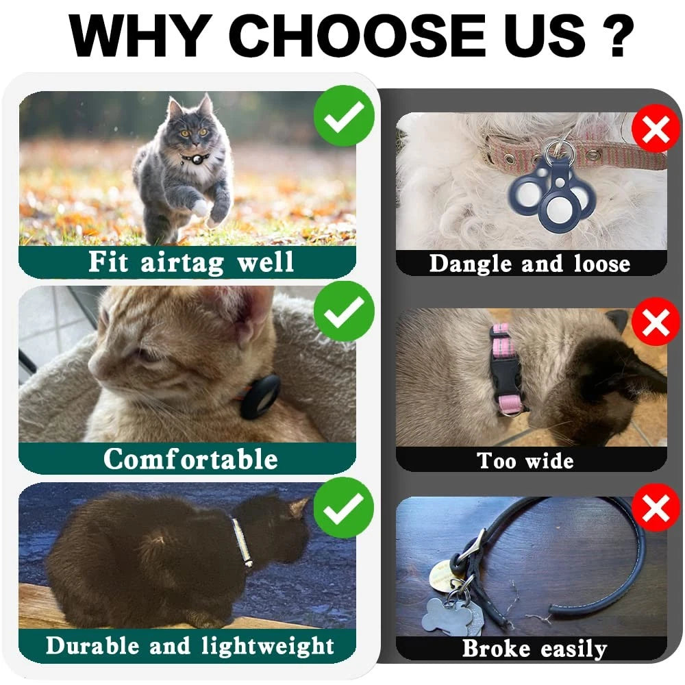 Reflective Breakaway Cat Collar for Apple Airtag - Black