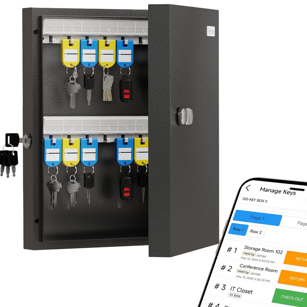 32 Key Lock Box for Key Management App (Track Key Borrow/Return)