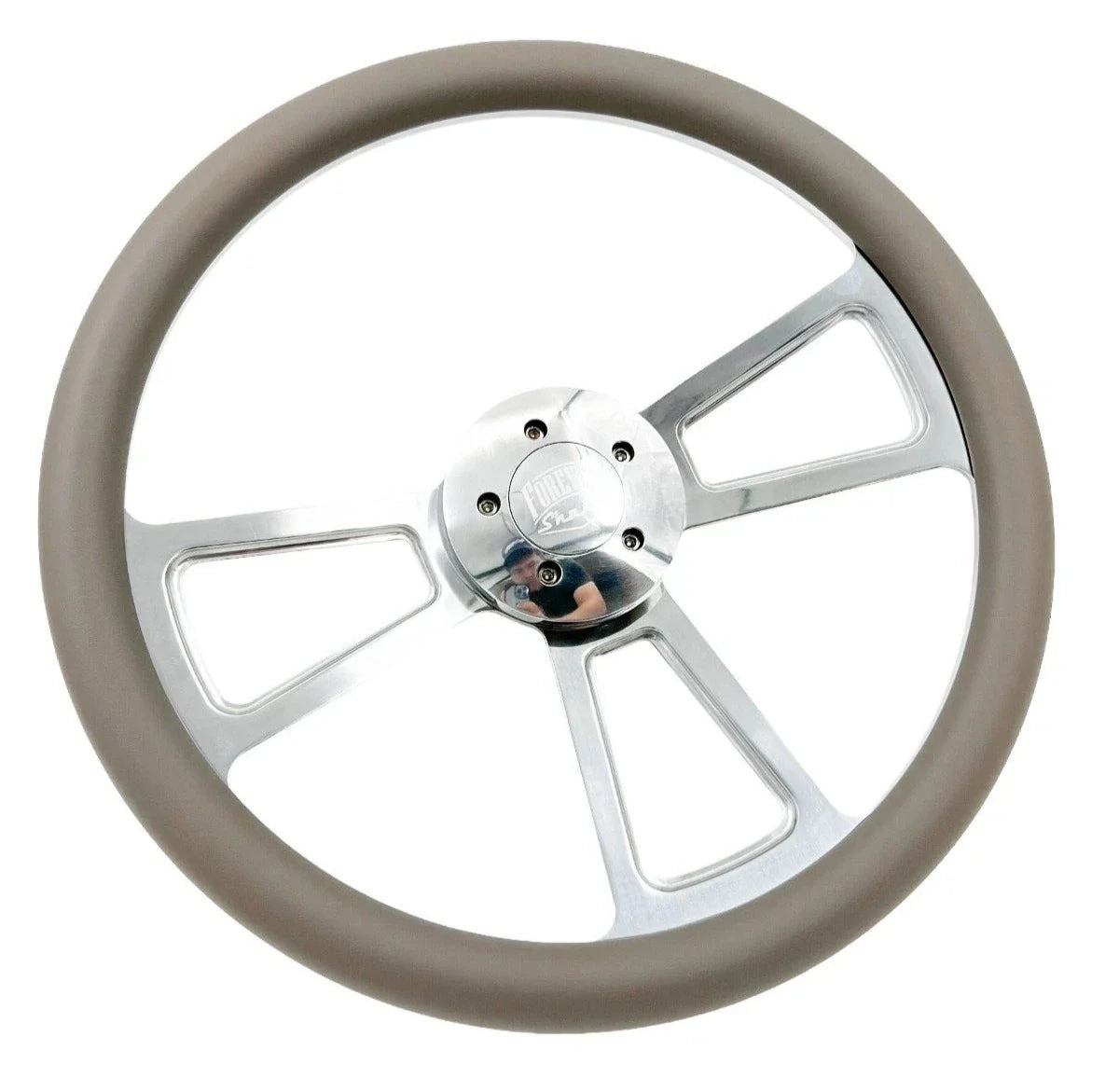 Polished 5 Hole Steering Wheel 18 Inch Gray for Peterbilt Kenworth Freightliner (1998–2024)
