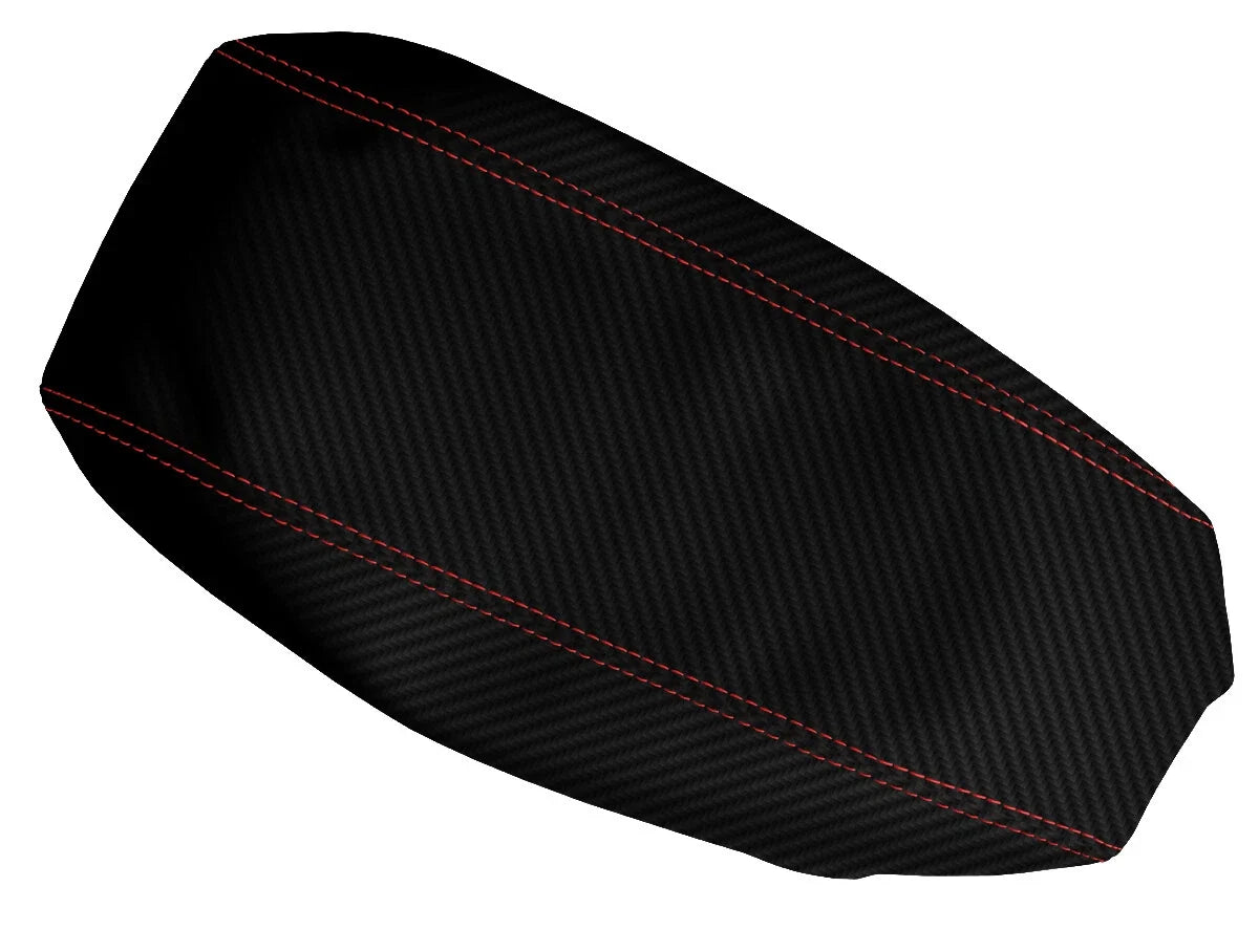 Console Lid Armrest Cover for Ford Escape (2001–2004) Carbon Fiber Red Stitch