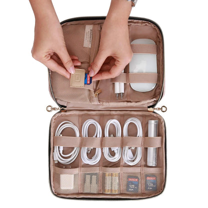 Large Electronics Organizer Travel Case for Travel (Small, A-Pink)
