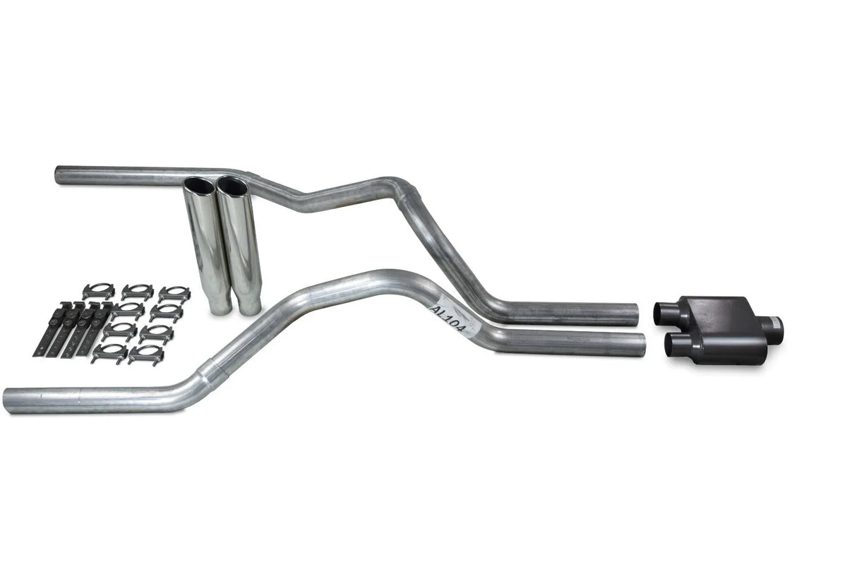 2.5" Dual Exhaust Kit for Ford F-150 (1987–1997) - 1 Chamber Muffler, Clamp On Tips
