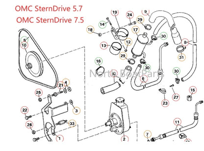 Power Steering Pump for Mercruiser Volvo Penta 4.3 5.0 5.7 L (1990–2023) 3888323 3863130