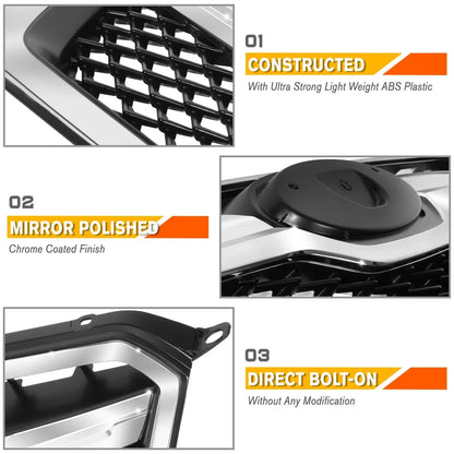 Front Grille Assembly w/Badge Slot & Chrome Moulding for Subaru XV Crosstrek (2013–2015)