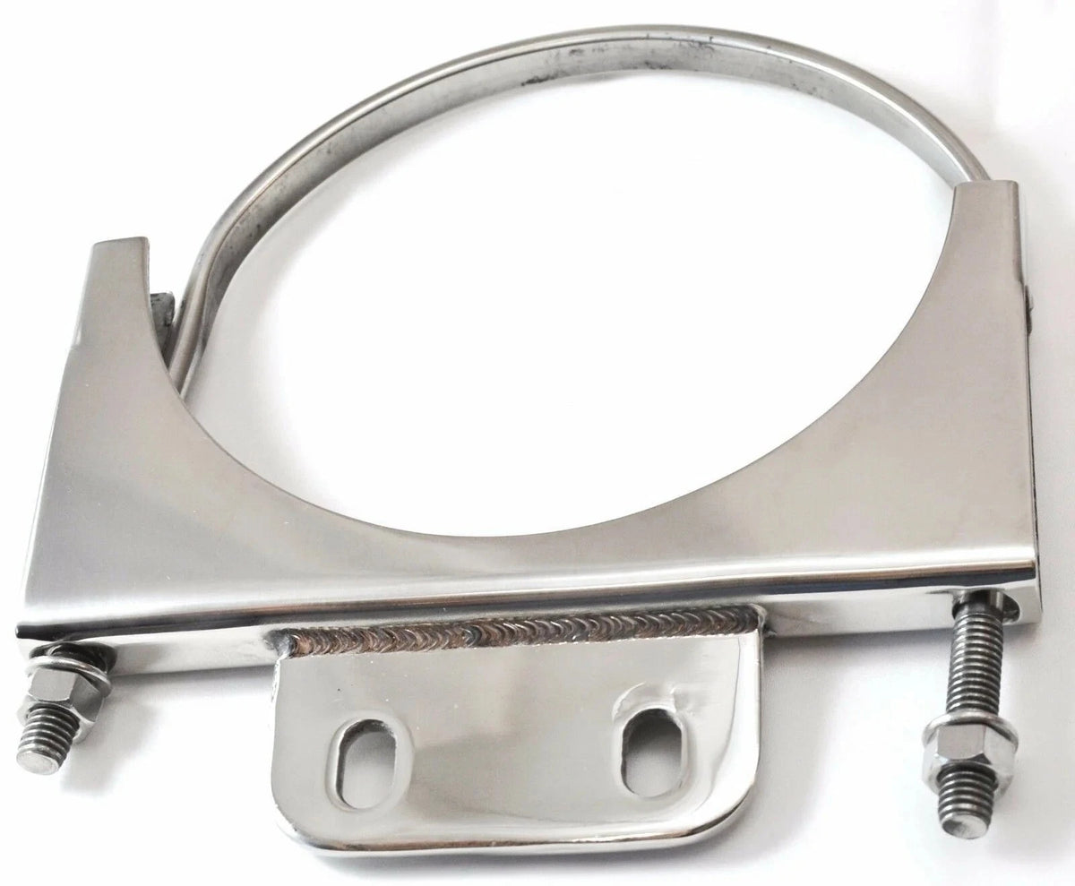 U-Bolt Exhaust Bracket for 5” Stack with 1-1/2x3-3/8 Plate, Stainless (21286)
