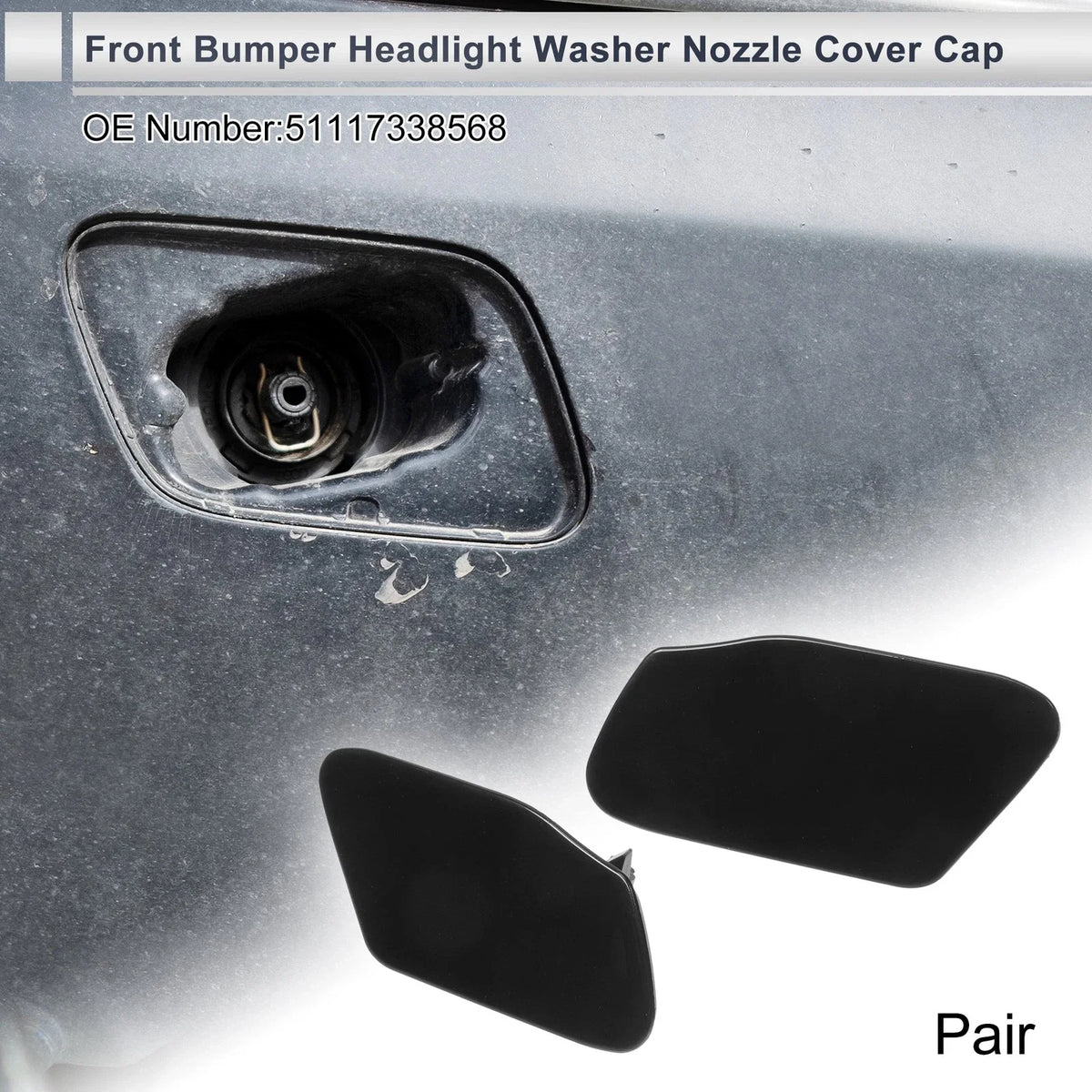 Washer Nozzle Cover Cap Set of 2 No.51117338568 for BMW X3 