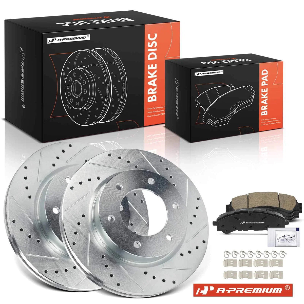 6x Front Drilled Brake Rotors & Pads for Ford Bronco Ranger (2021–2022)