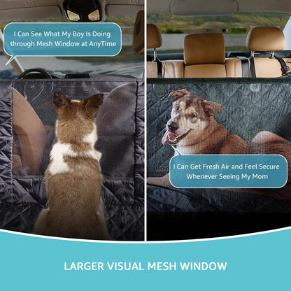 Dog Car Seat Cover for Back Seat (100% Waterproof, Mesh Window)