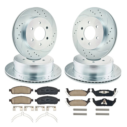 Front Rear Drilled Rotors Brake Pad Kit for Ford F-150 (2004–2008)