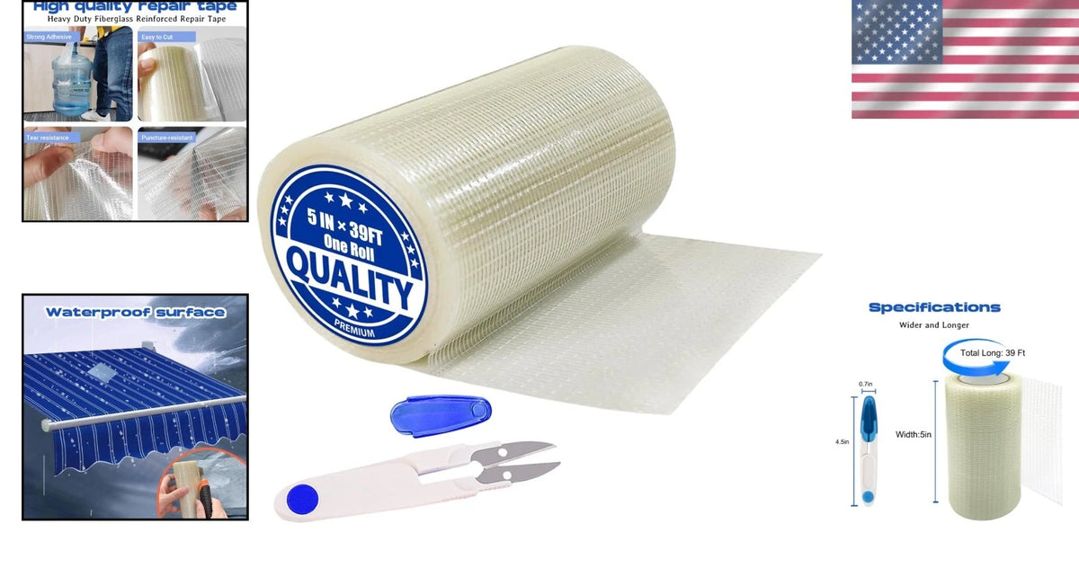 5in x 39FT Waterproof Fiberglass Repair Tape for Multi-Surface