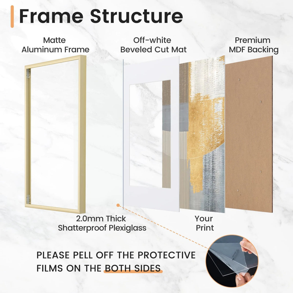 11x14 Metal Picture Frame for Home Decor (11x14 inch, Gold)