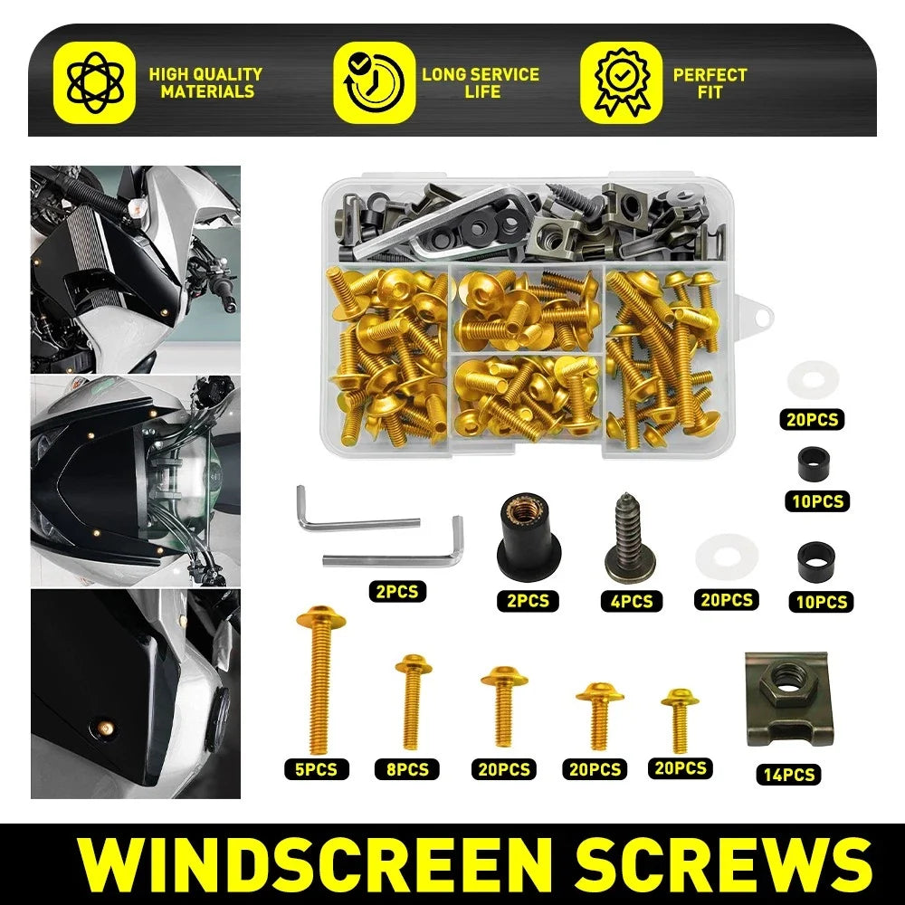 155pcs Fairing Bolts Kit for Honda CBR600RR CBR1000RR (2003–2023) Golden M5 M6