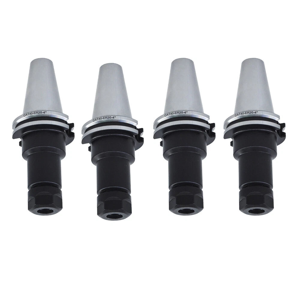 Set of 4 CAT40-ER20 Collet Chucks Tool Holder 4" Gage Length