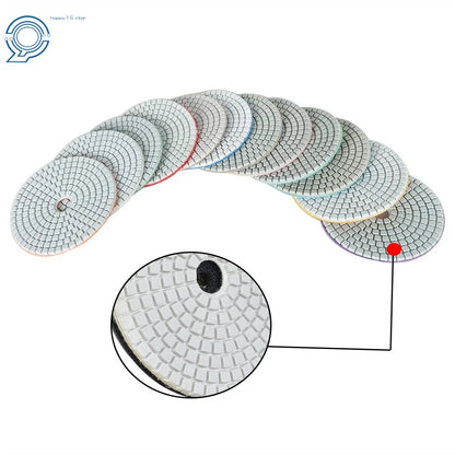 Set of 13 Diamond Polishing Pads 4 Inch 50-8000 Grit with Backer Pads