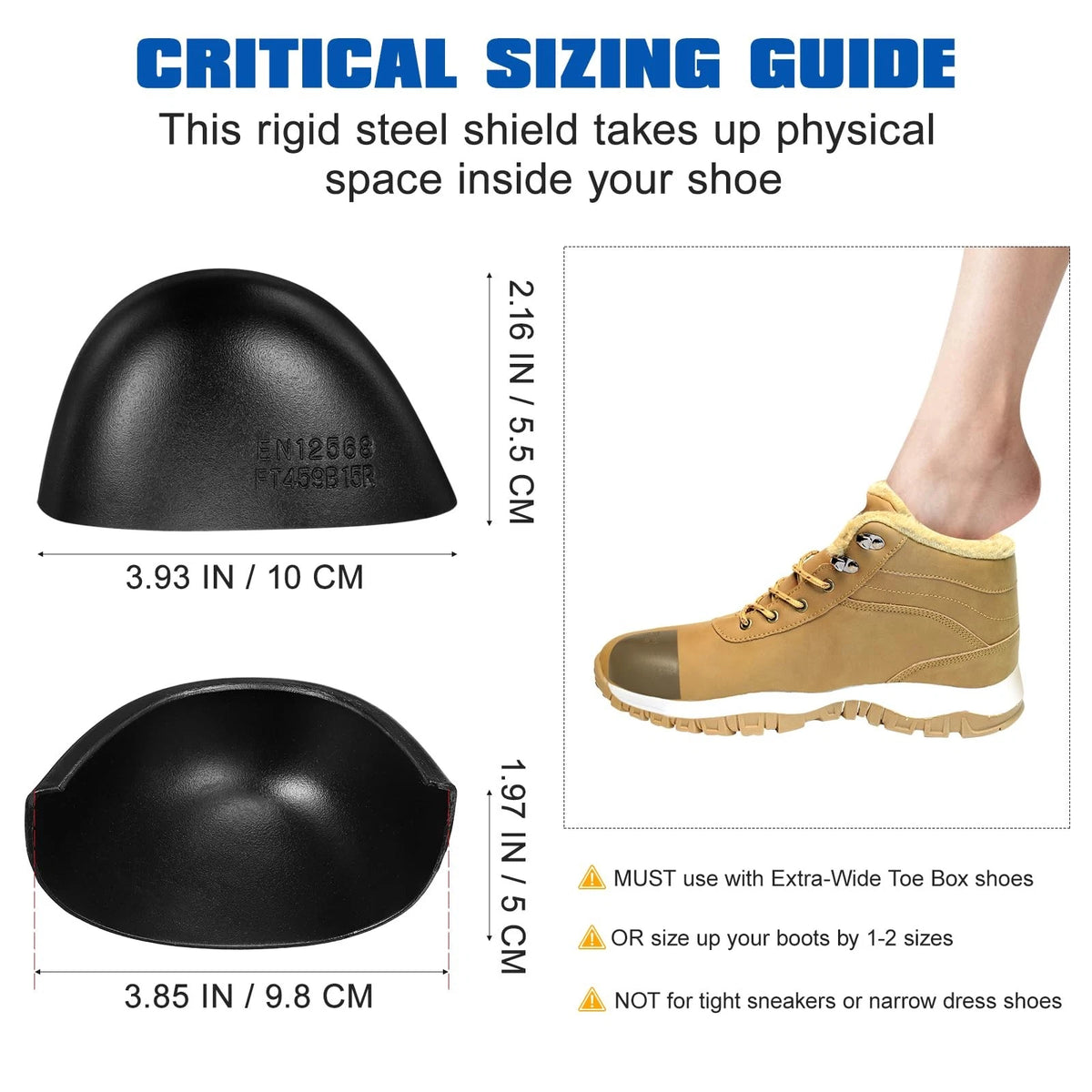 1 Pair Steel Toe Caps for Universal Fit (Anti-Smash Puncture)