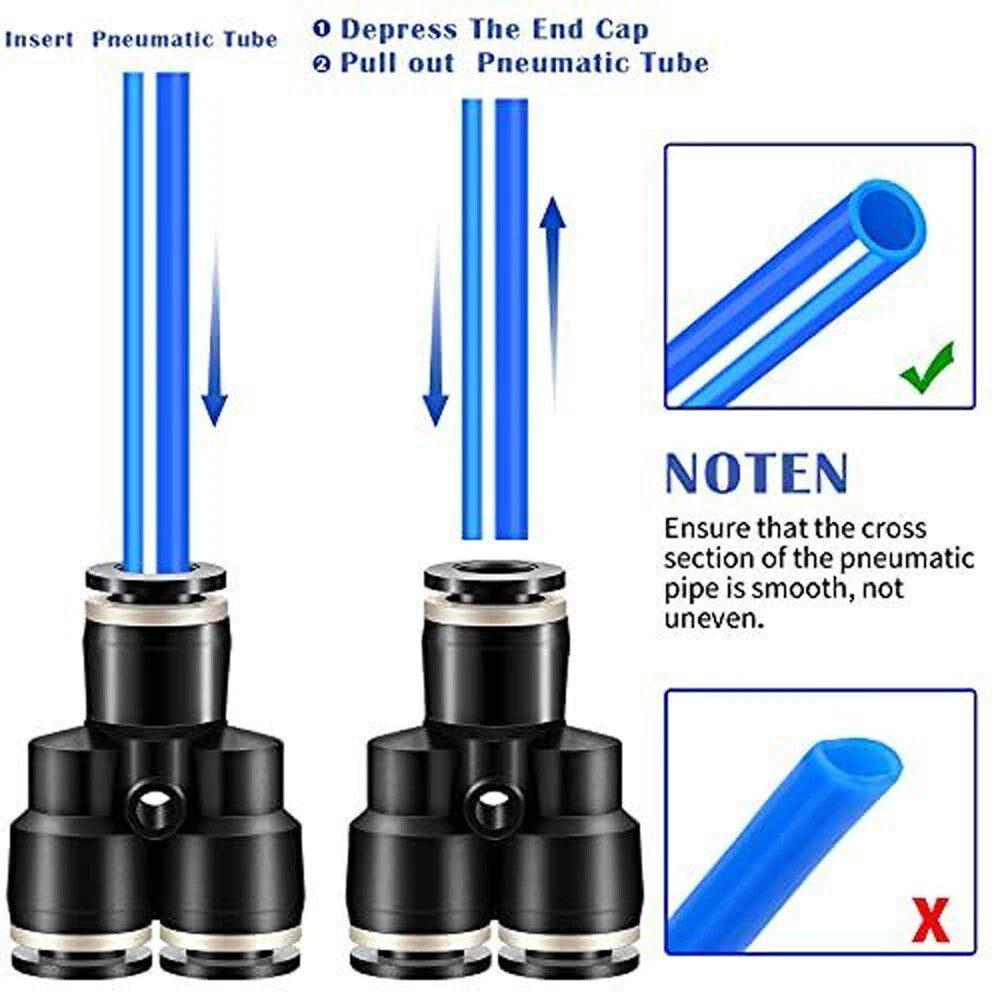 60-Piece Push to Connect Fittings for Air Line Pneumatic 1/4 Inch OD