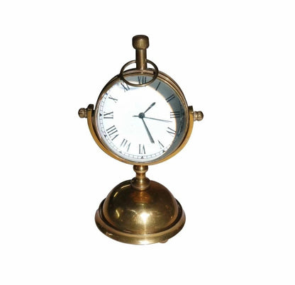 Bell Clock Nautical Watch Quartz Brass Body Roman Number White Face