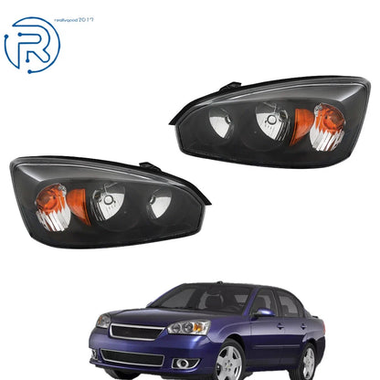Pair of Black Housing Replacement Headlights for Chevy Malibu (2004–2008)