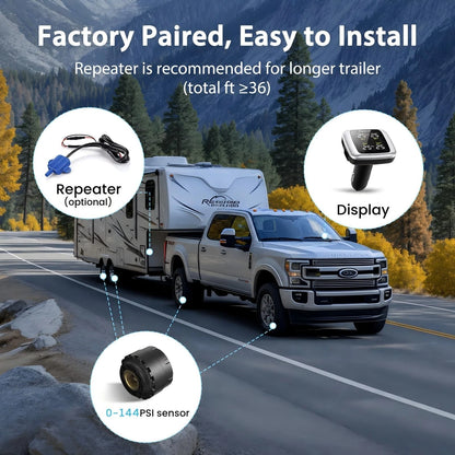 Wireless Tire Pressure Monitoring System for - 4 Sensors
