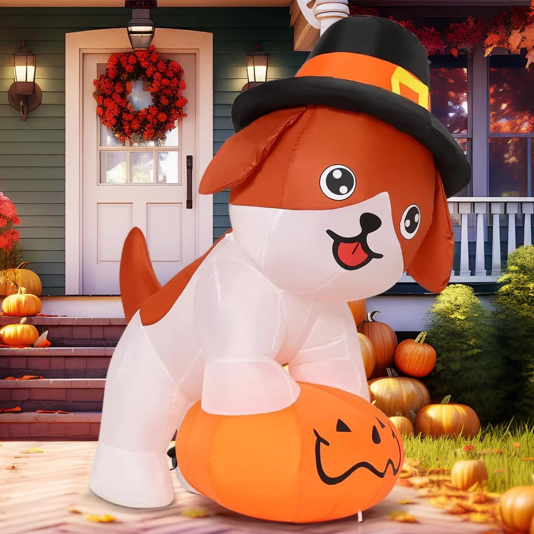 5.2 FT Thanksgiving Inflatable Dog Outdoor Decoration - Cute Pup Yard Decor
