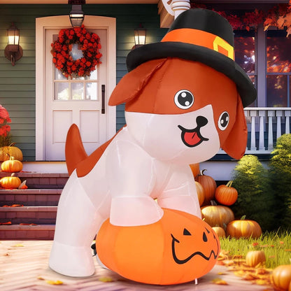 5.2 FT Thanksgiving Inflatable Dog Outdoor Decoration - Cute Pup Yard Decor