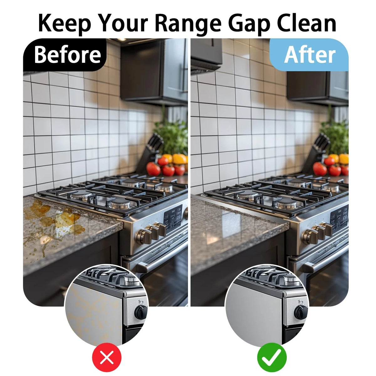 2X Stove Gap Covers for Universal Fit (13.8 to 27.5 inch, L-Shape, Silver)