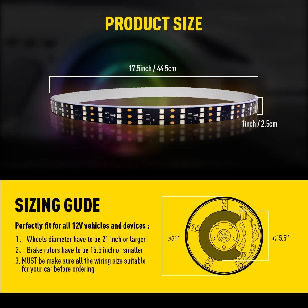 Set of 4 Multi-color RGB LED Wheel Rings for Car Truck