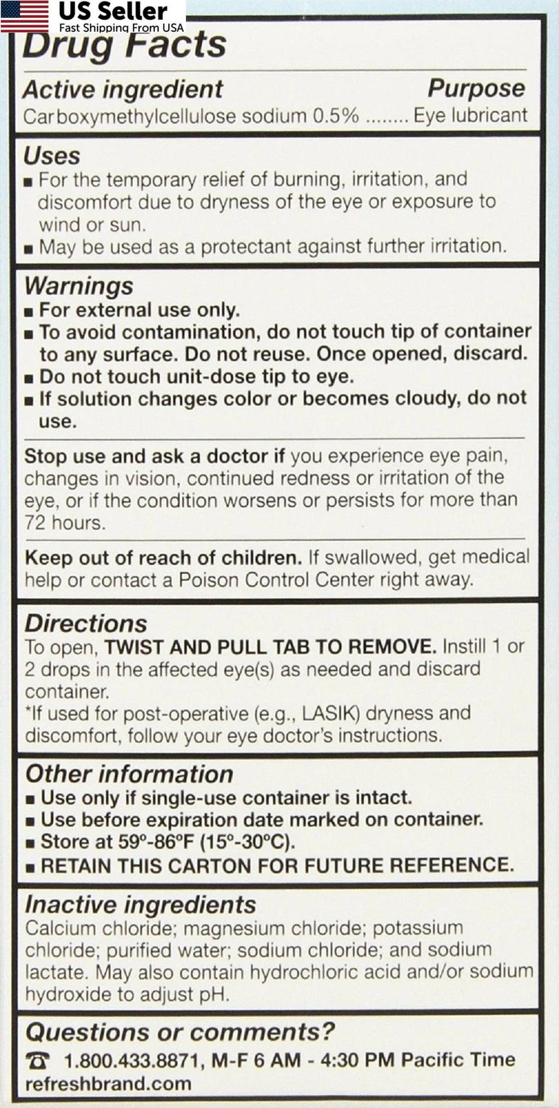 2X Refresh Plus Lubricant Eye Drops Single-Use 100 Count