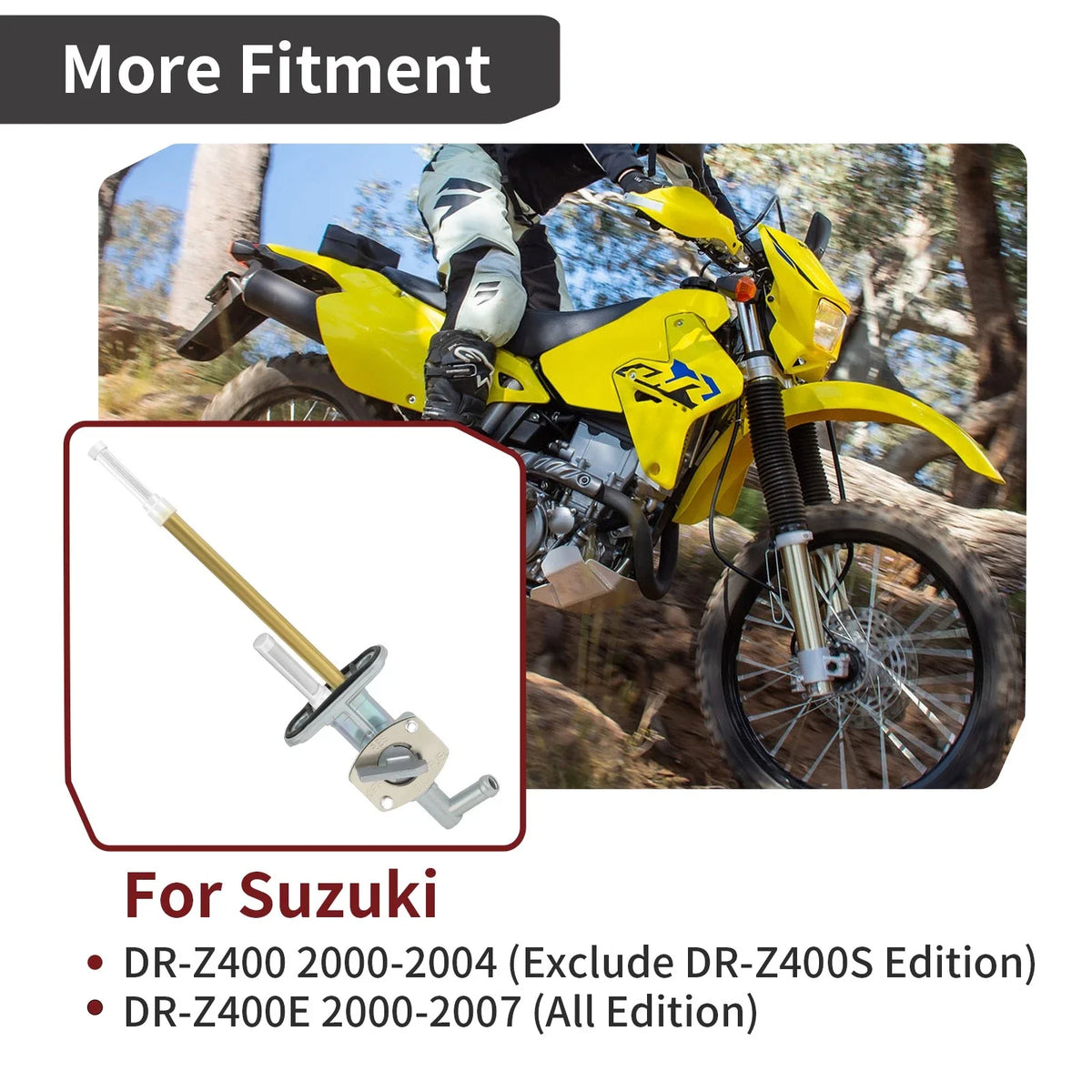 Fuel Petcock Valve w/ O-Ring Kit for Suzuki DR-Z400 (2000–2023)