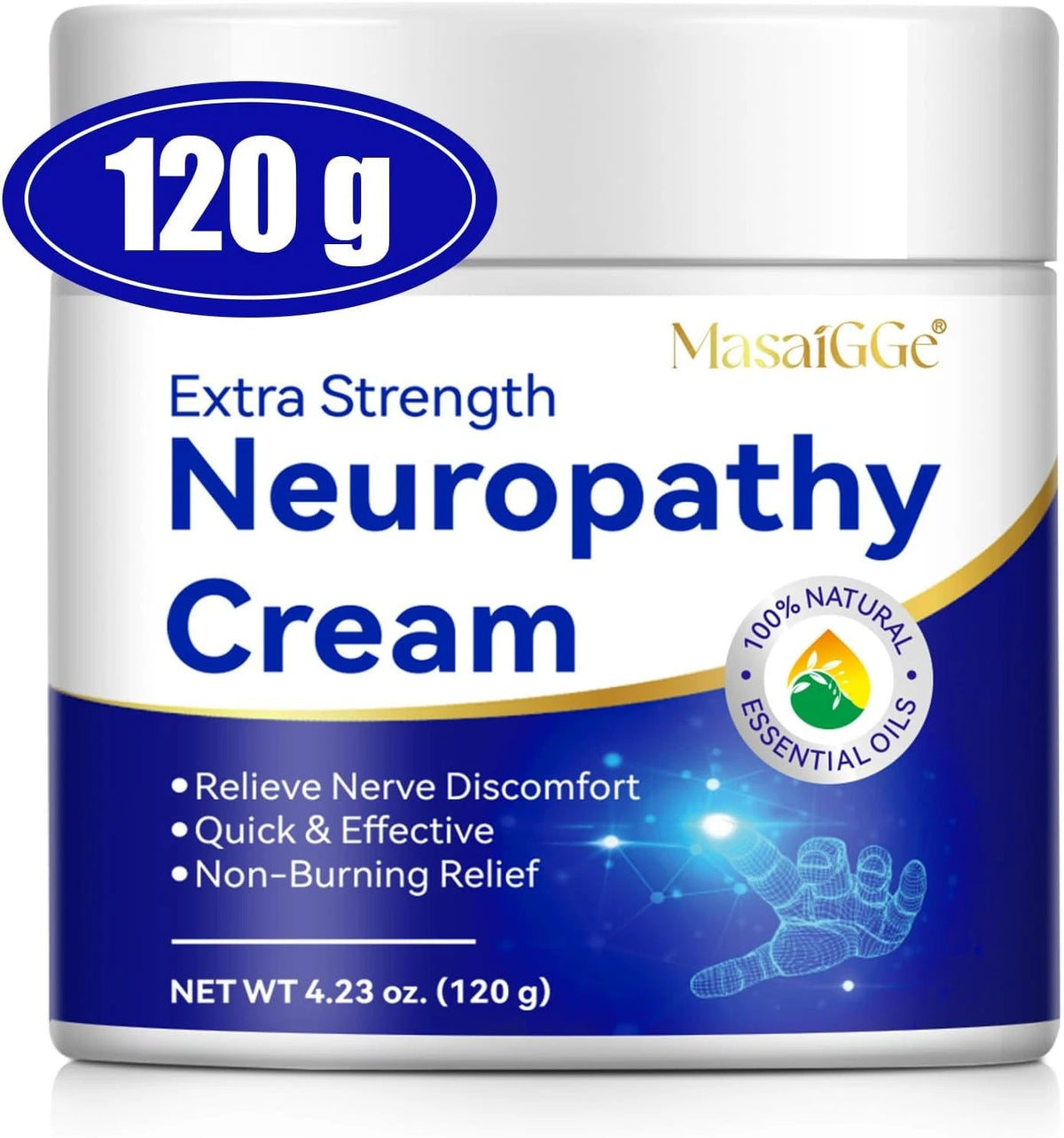 Extra Strength Neuropathy Massage Cream for Pain Relief (Feet, Hands)